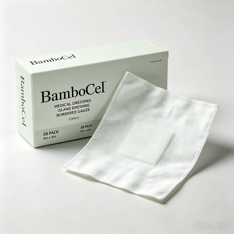 BamboCel Sterile Island Dressing Bordered Gauze Medical Wound Dressings, 4x4 Inches Adhesive Wound Bandage Pads for Cuts, Scrapes, Burns & Surgical Wounds, 30 Count Per Box